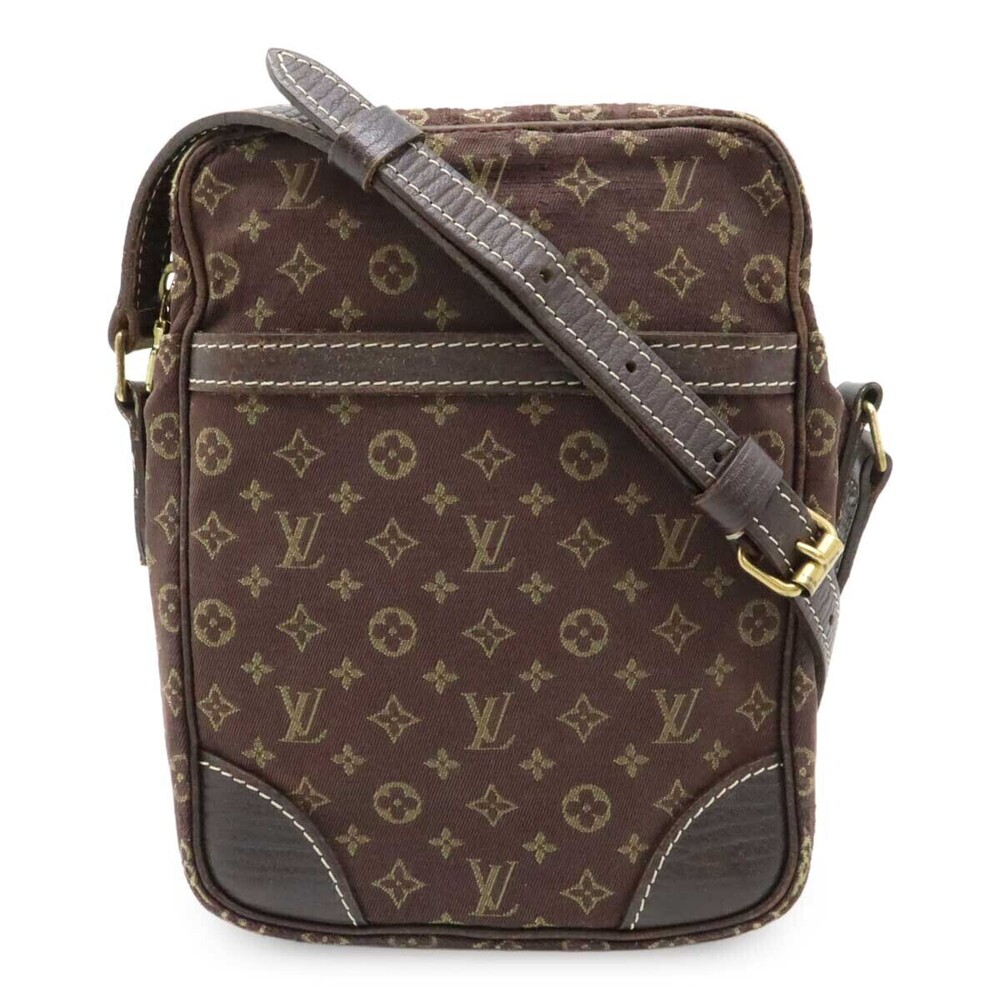 LOUIS VUITTON Monogram Lin Danube Pochette Crossbody Bag Ebene Brown